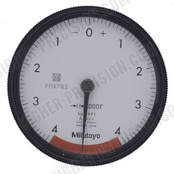 Mitutoyo 2990 Back Plunger Type Dial Indicator: .1mm/.14mm