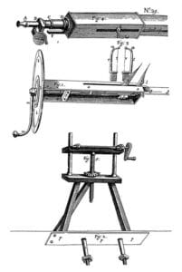 Gascoignes micrometer as drawn by Robert Hooke