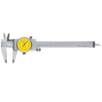 fowler 52-008-709 premium grade dial caliper 0-150mm range with a yellow dial face