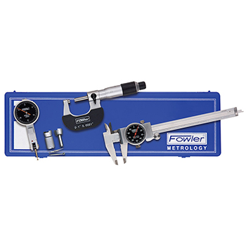 fowler 52-229-770 blackface measuring set: caliper micrometer and test indicator