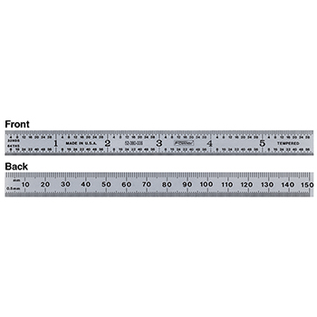 fowler 52-380-006 flexible satin chrome steel rule - inch/metric
