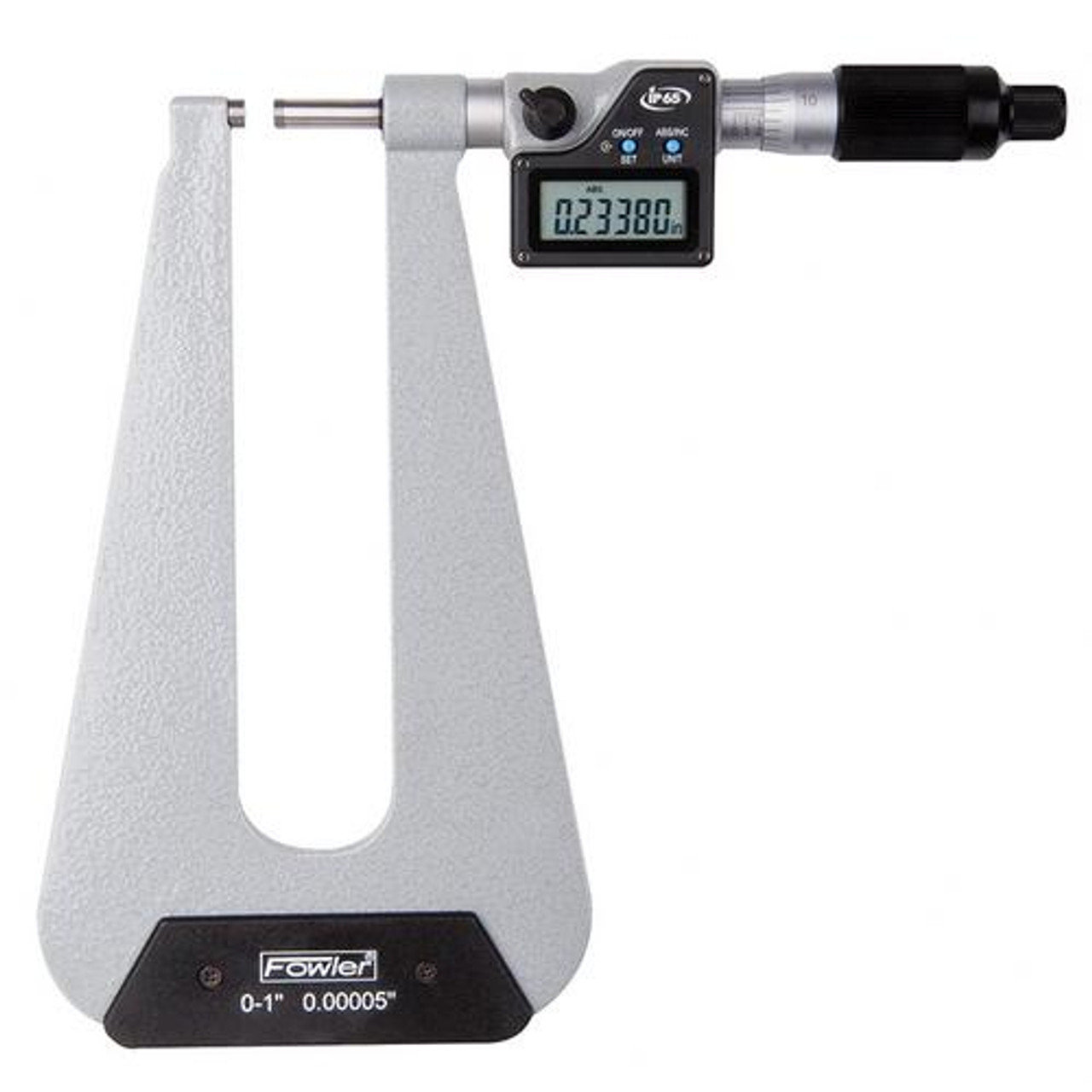 fowler 54-517-001 deep throat electronic micrometer flat anvil