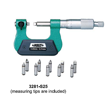 insize 3281-s25 metric screw thread micrometer tips included