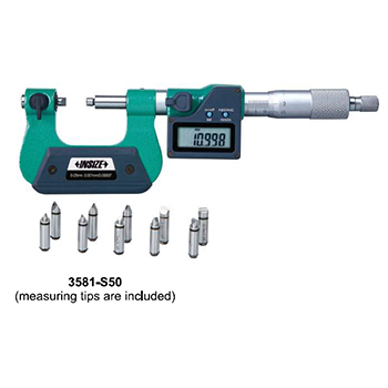 insize 3581-s100 metric digital screw thread micrometer tips included