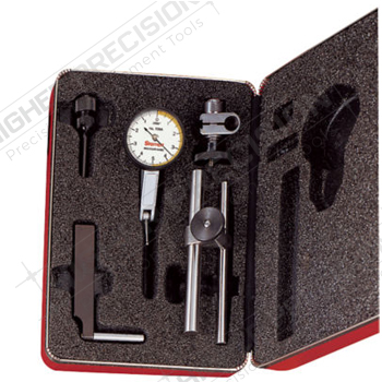 Starrett B708ACZ Dial Test Indicator with Attachments Black Dial 0.0001 Graduation 0-5-0 Reading +/-0.0001 Accuracy 0-0.01 Range Dovetail Mount 