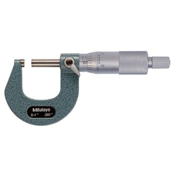 mitutoyo 103-259 outside micrometer with tapered frame and ratchet stop