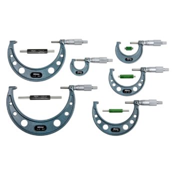 mitutoyo 103-904-10 outside micrometer set with ratchet stop