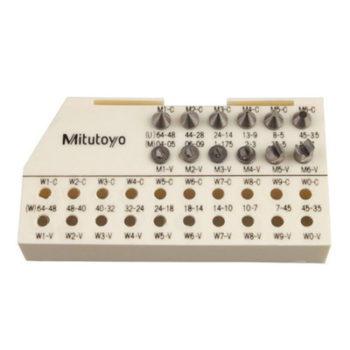 Mitutoyo 126-802 Anvil/Spindle Screw Thread Micrometer Tip Set 28-44 TPI/0.6-0.9mm 60 Deg Threads 