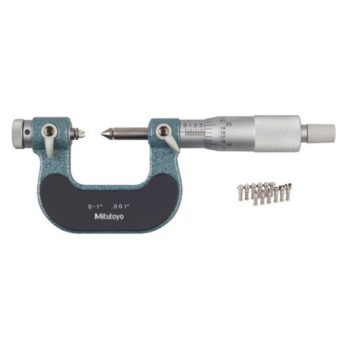 mitutoyo 126-901 screw thread micrometer interchangeable anvil spindle type with 60 degree anvil set 126-800
