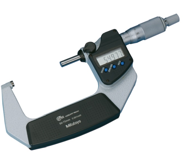 mitutoyo 293-236-30 digimatic coolant proof micrometer with ratchet thimble and spc 50-75mm range